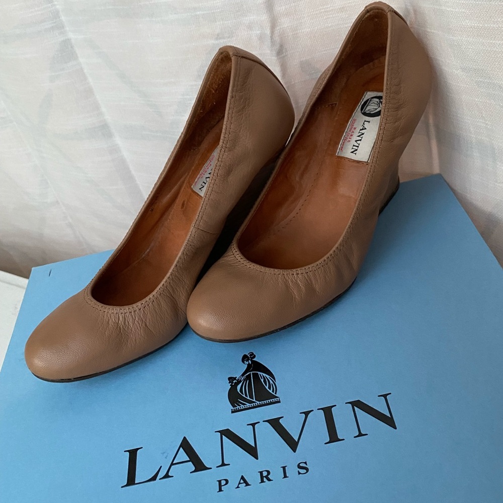 Lanvin Wedge Ballerina Goatskin Camel